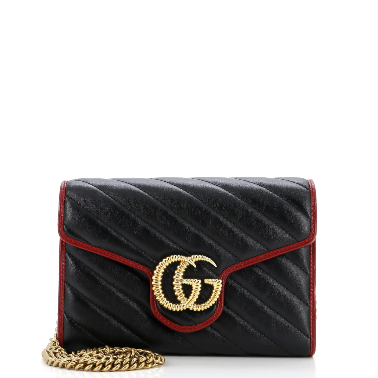 GG Marmont Chain Wallet Diagonal Quilted Leather Mini - Deep Luxury