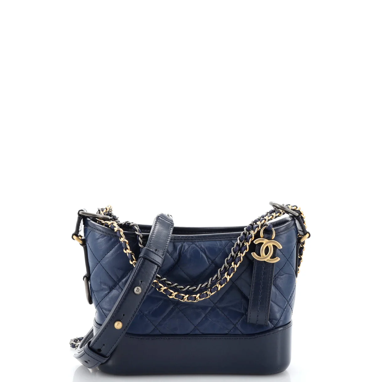 Bicolor Gabrielle Hobo Quilted Aged Calfskin Small - Deep Luxury