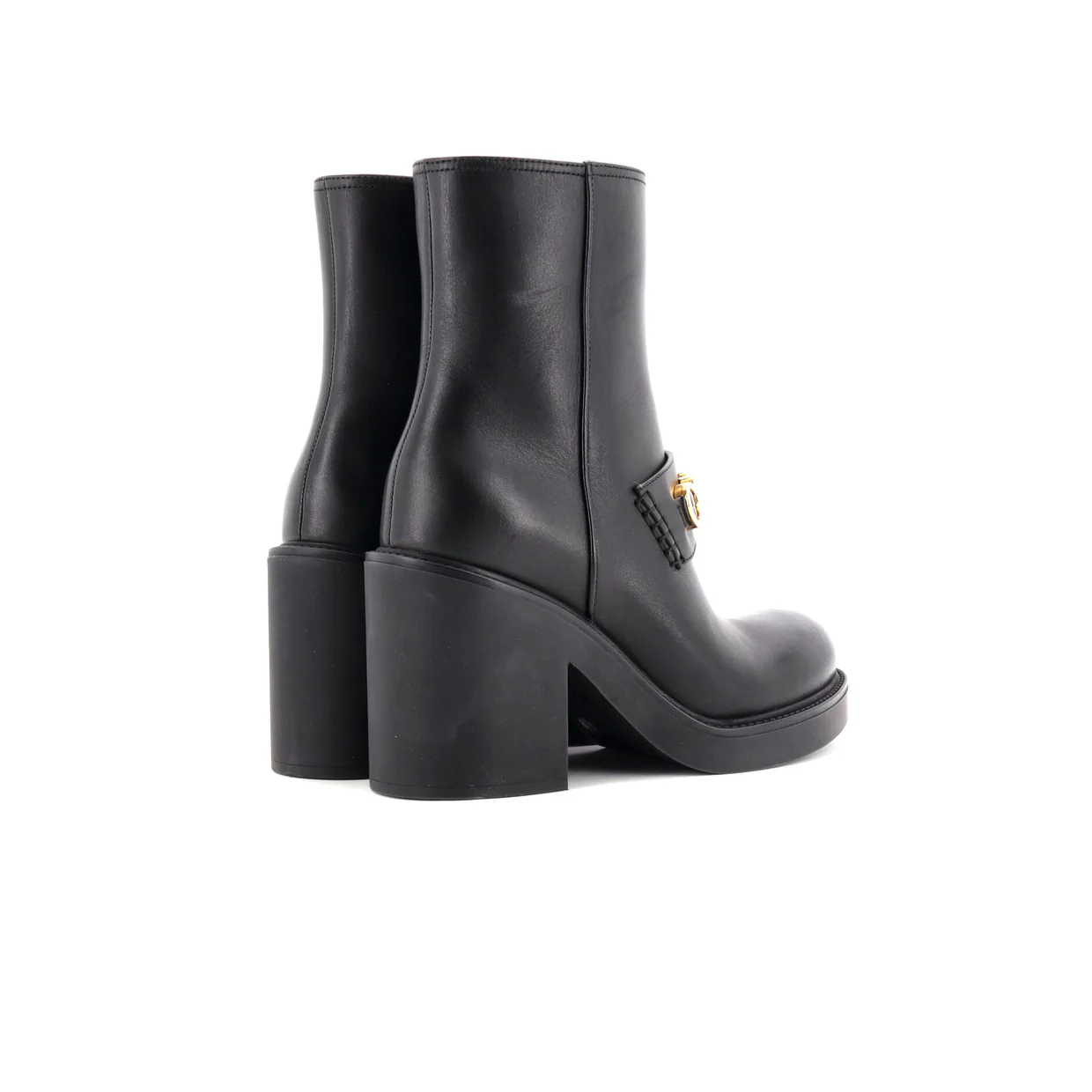 Women's Logo Heeled Ankle Boots Leather - Deep Luxury
