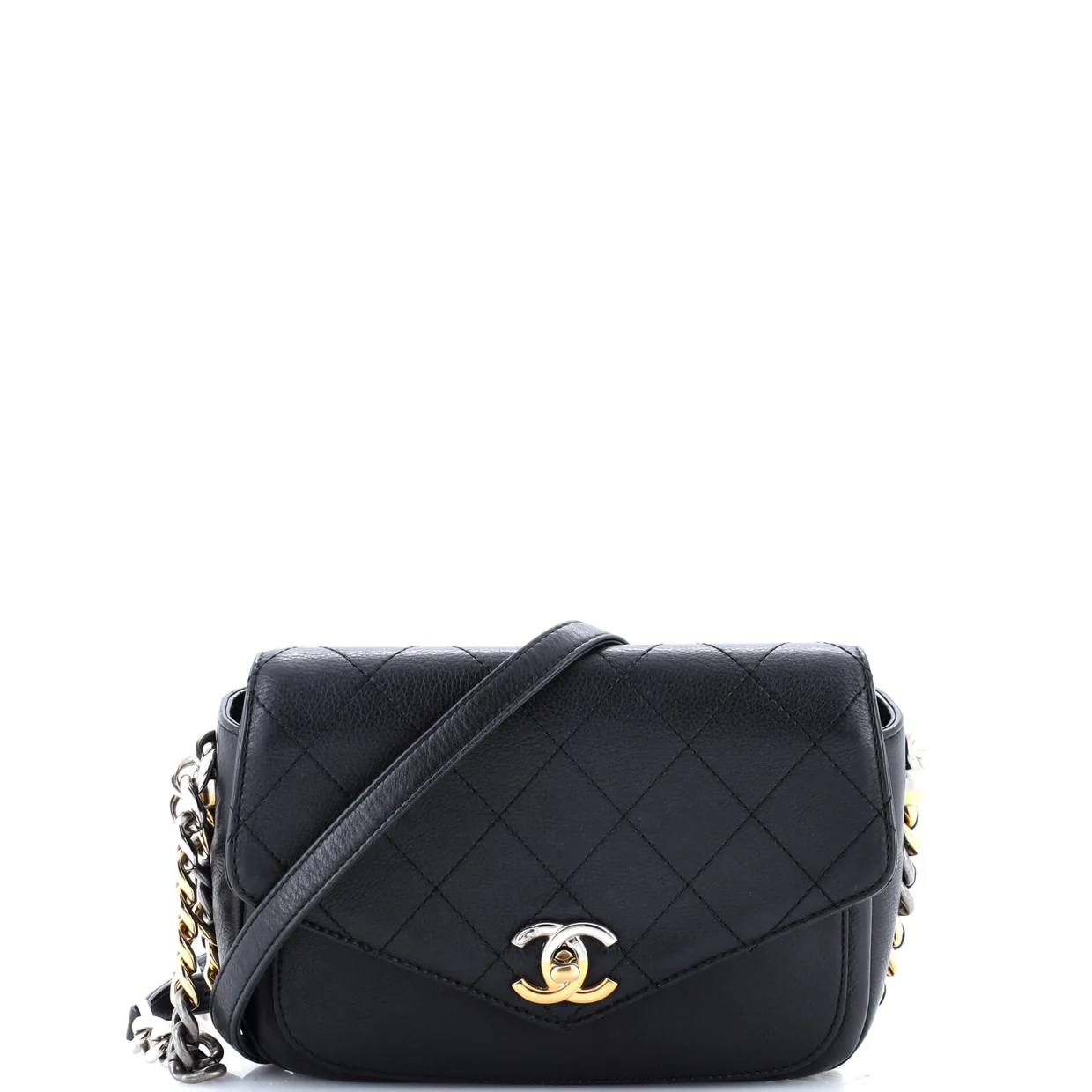 Two Tone Envelope Flap Bag Quilted Calfskin Medium - Deep Luxury