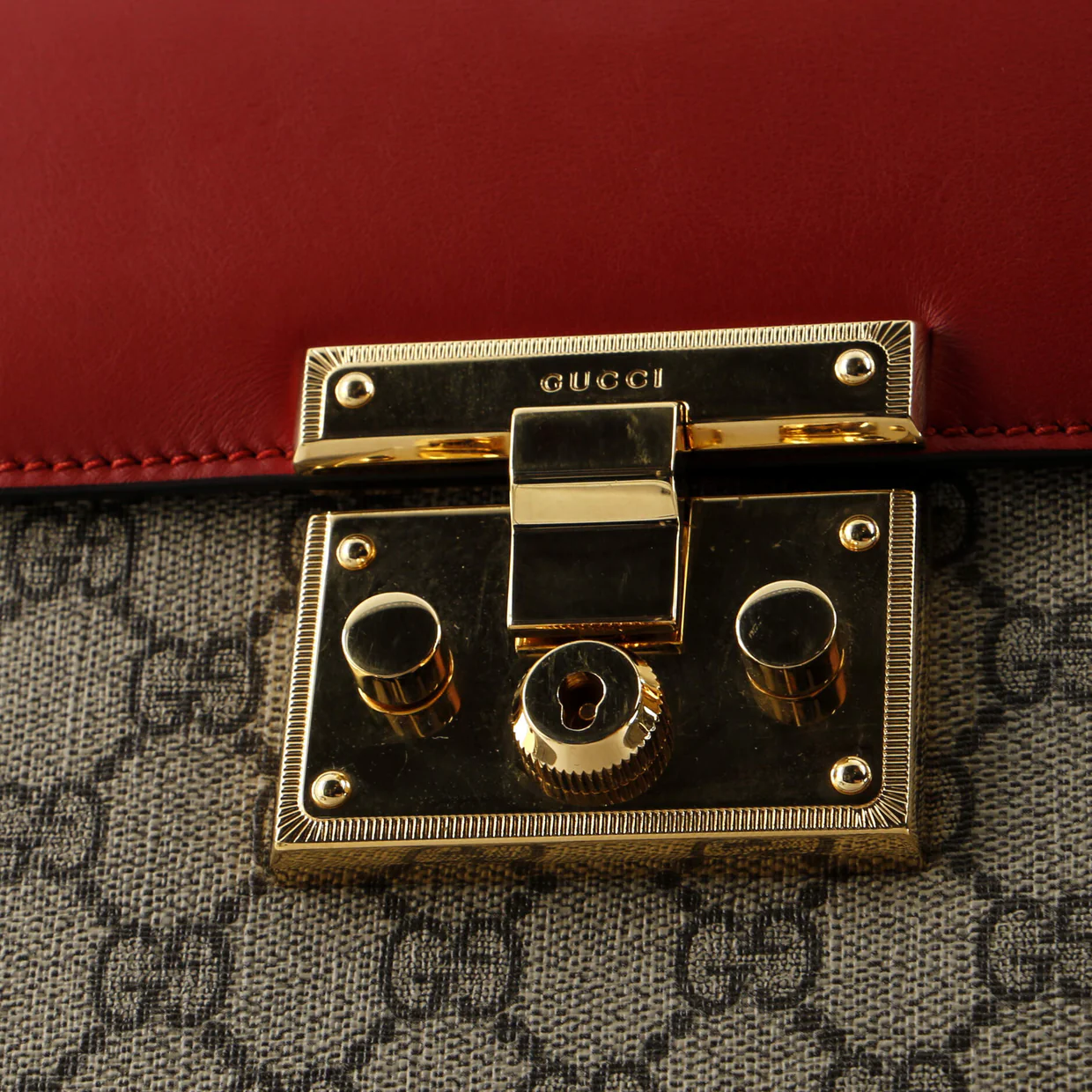 Padlock Top Handle Bag GG Coated Canvas and Leather Small - Deep Luxury