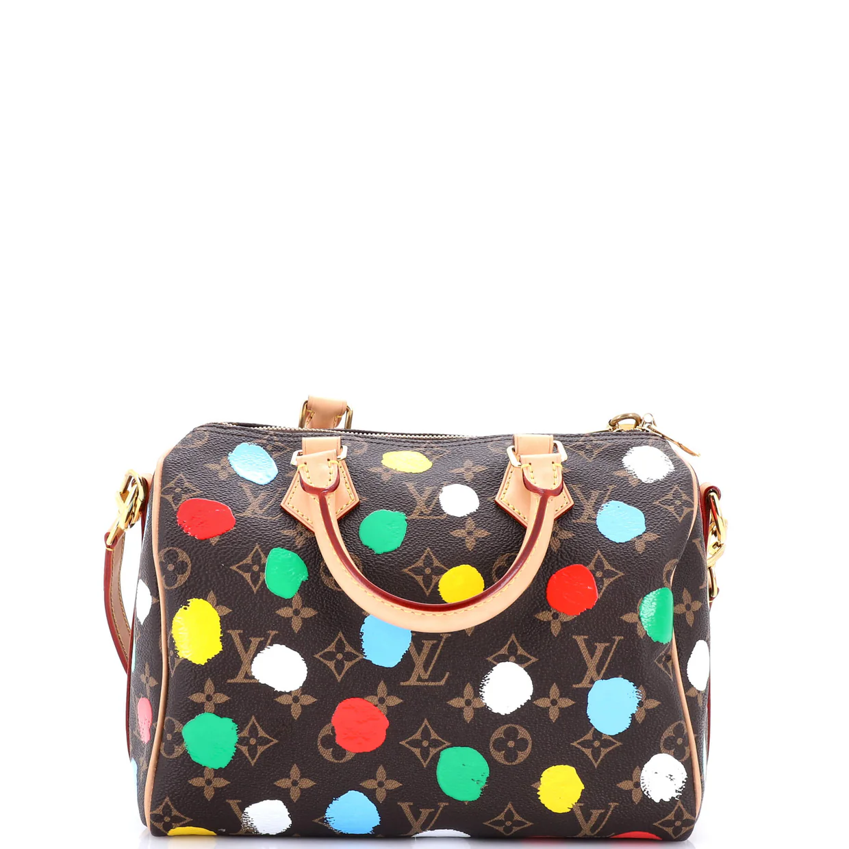 Speedy Bandouliere Bag Yayoi Kusama Painted Dots Monogram Canvas 25 - Deep Luxury