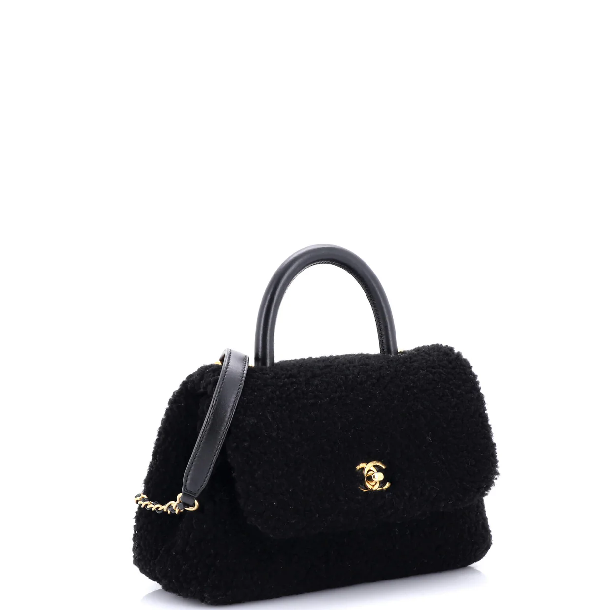 Coco Top Handle Bag Shearling Small - Deep Luxury