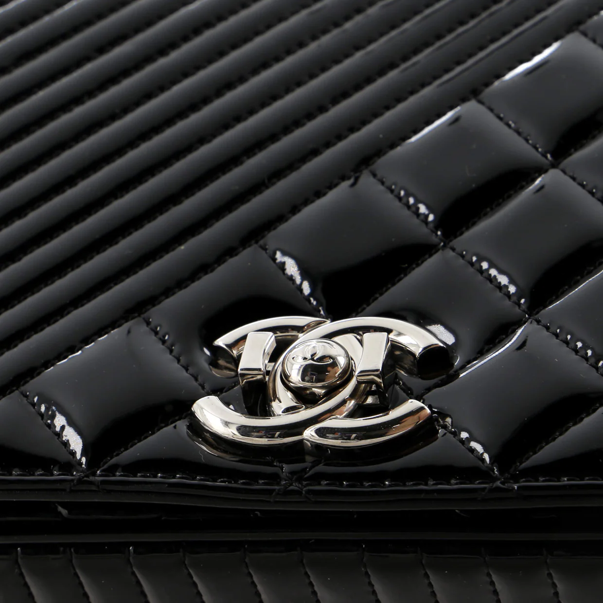 Coco Boy Flap Bag Quilted Patent Medium - Deep Luxury