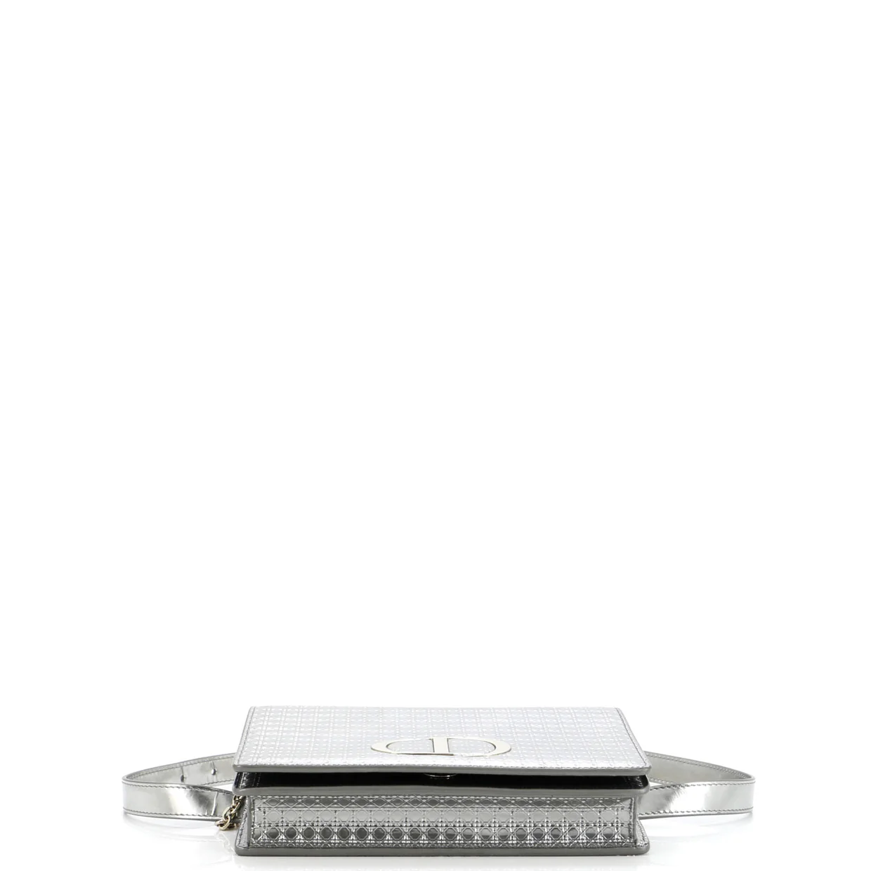 30 Montaigne 2-in-1 Pouch Micro Cannage Metallic Calfskin - Deep Luxury