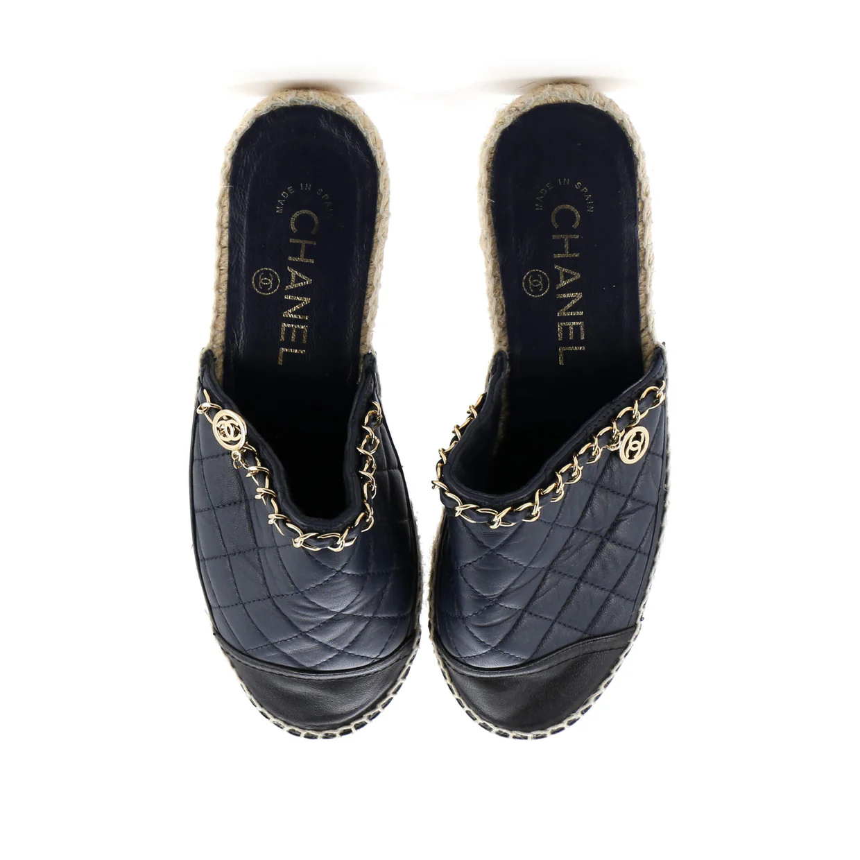 Women's CC Mule Espadrilles Embossed Leather - Deep Luxury