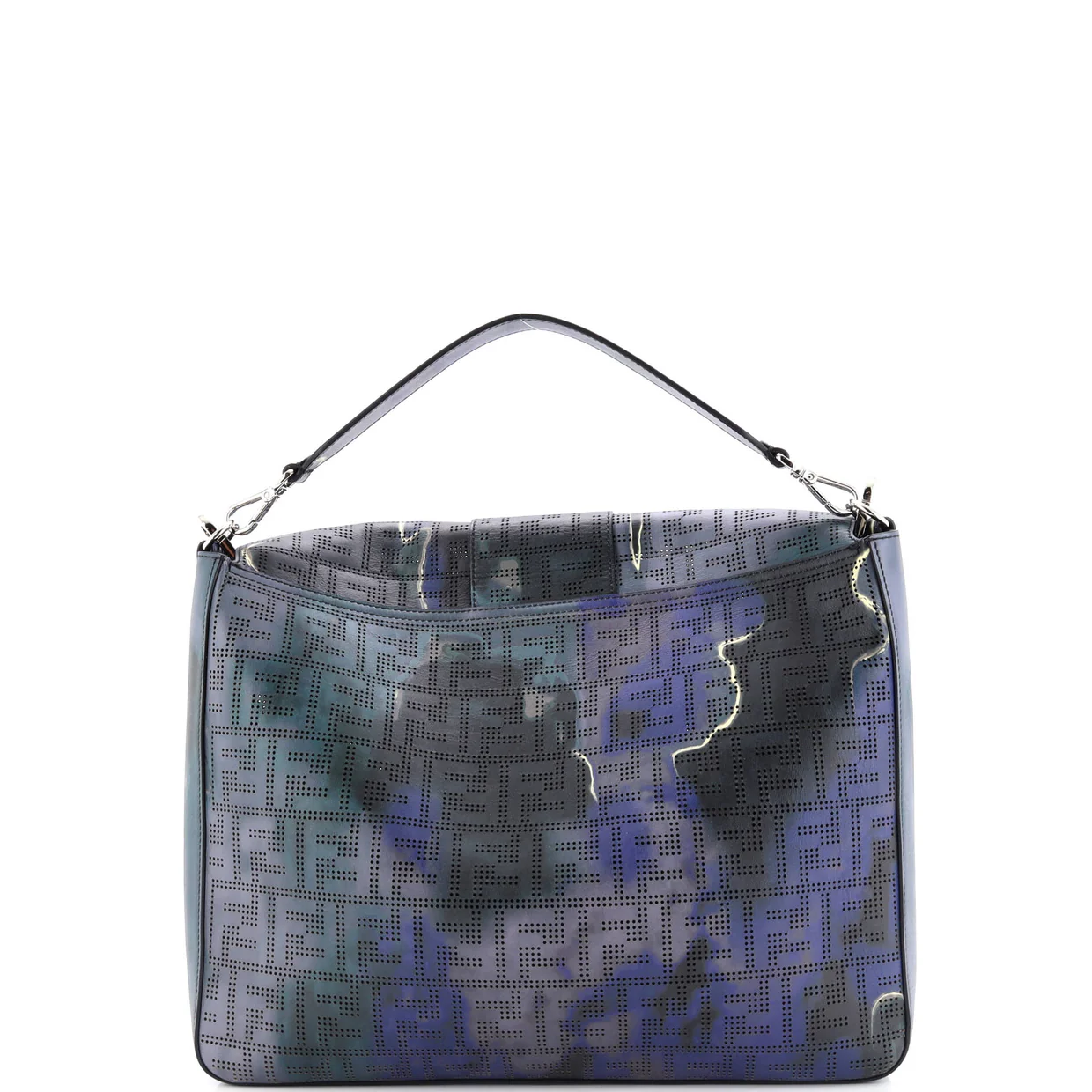 Baguette Messenger Bag Perforated Zucca Printed Leather Large - Deep Luxury