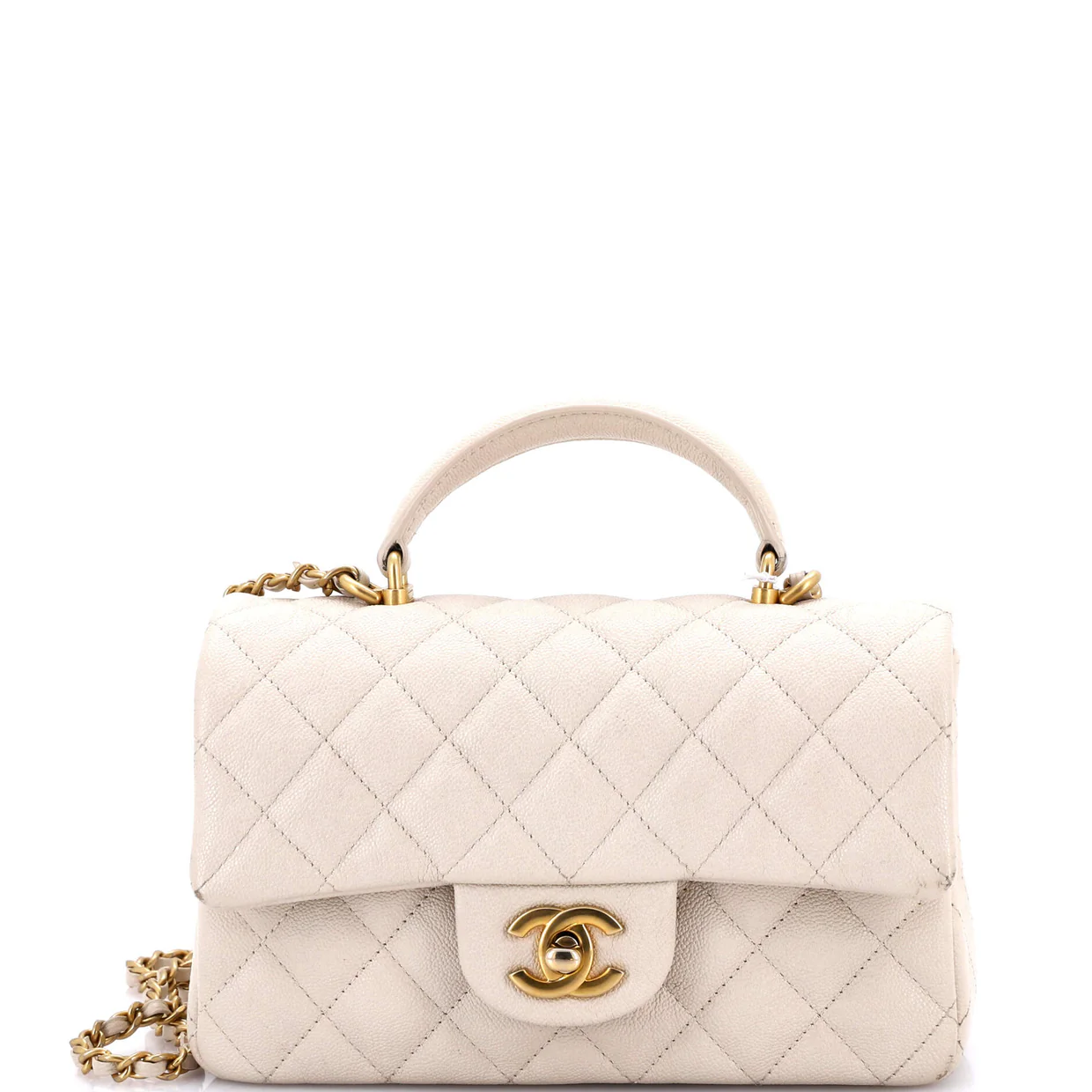 Classic Single Flap Top Handle Bag Quilted Caviar Mini - Deep Luxury