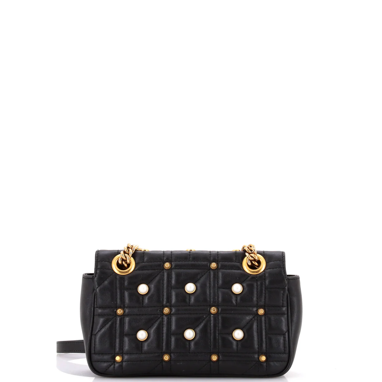 Pearly GG Marmont Flap Bag Embellished Matelasse Leather Mini - Deep Luxury