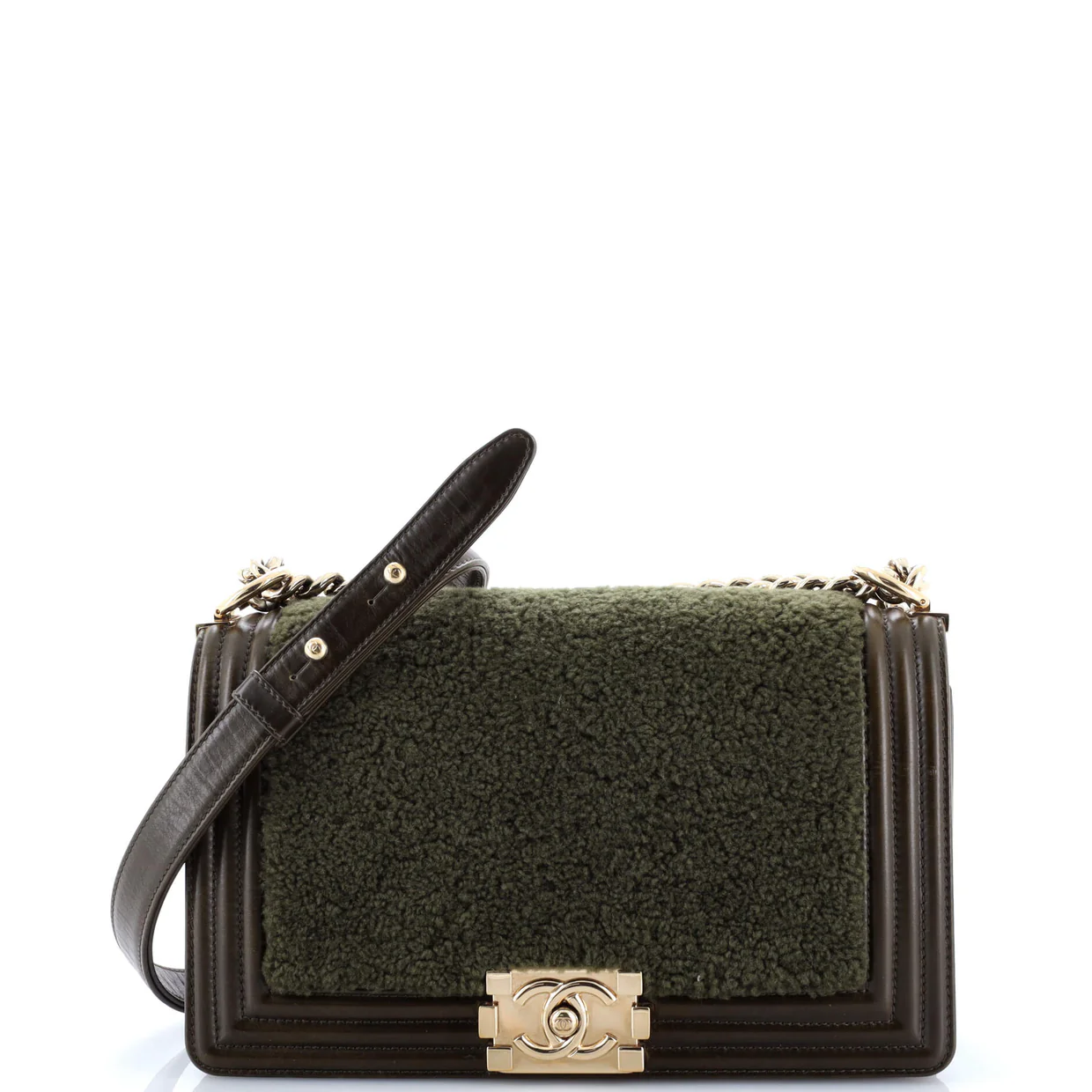 Boy Flap Bag Shearling with Leather Old Medium - Deep Luxury