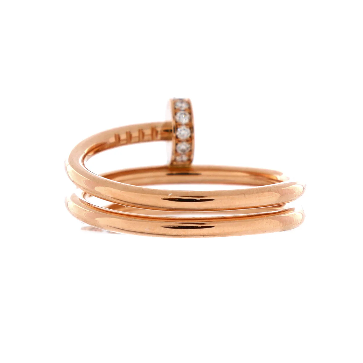 Juste un Clou Double Ring 18K Rose Gold and Diamonds Small - Deep Luxury