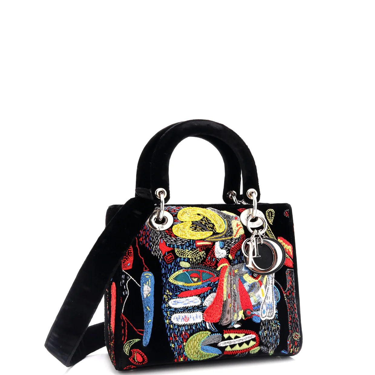 Lady Dior Art Bag Limited Edition Spencer Sweeney Embroidered Velvet Medium - Deep Luxury