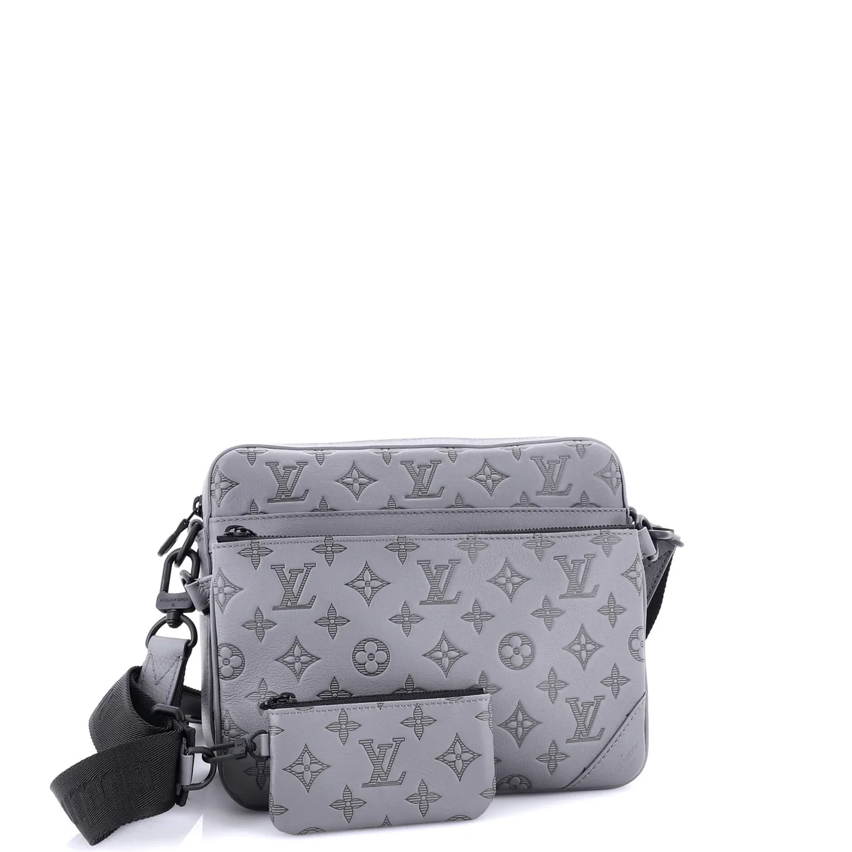 Trio Messenger Bag Monogram Shadow Leather - Deep Luxury
