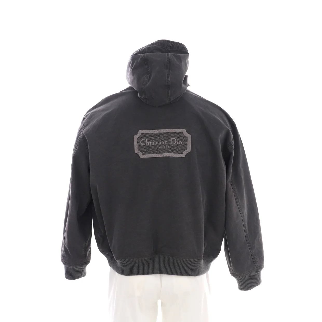 Men's Logo Patch Hooded Zip Jacket Washed Denim - Deep Luxury