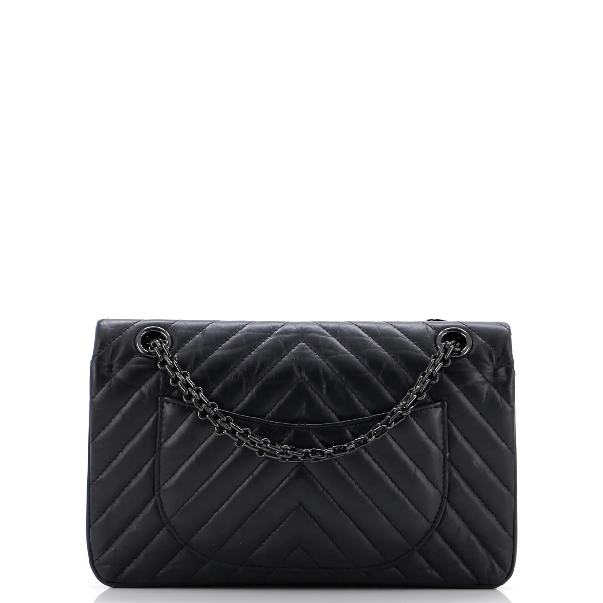So Black Reissue 2.55 Flap Bag Chevron Aged Calfskin 225 - Deep Luxury