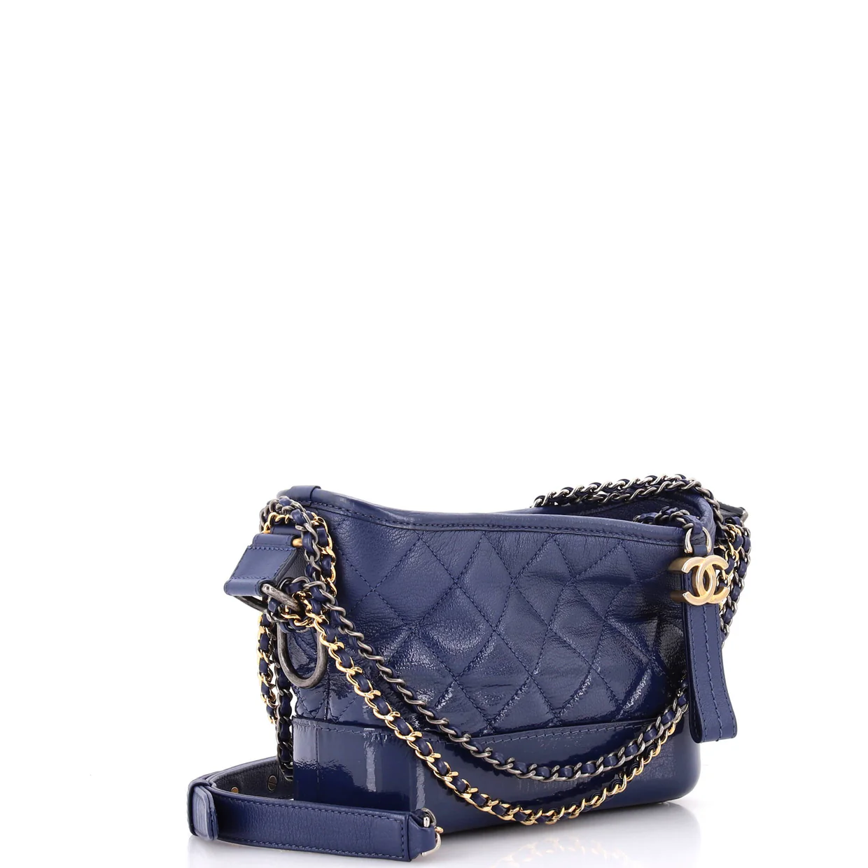 Gabrielle Hobo Quilted Goatskin and Patent Small - Deep Luxury