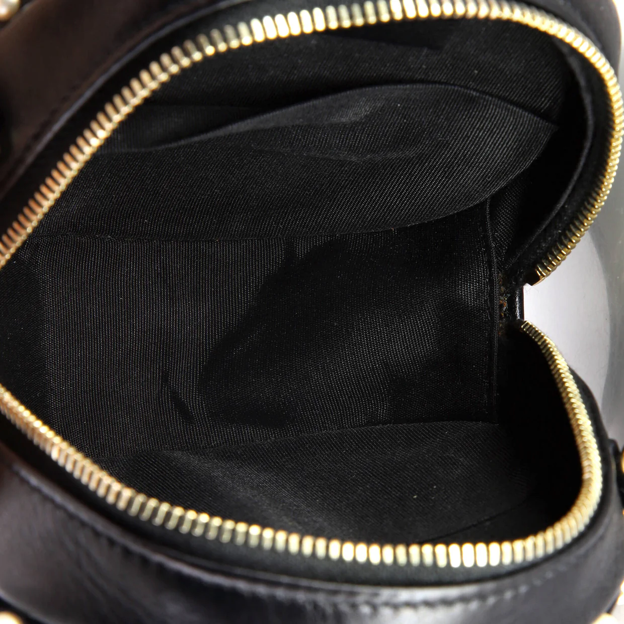 Round Clutch with Chain Quilted Calfskin with Pearl Detail - Deep Luxury