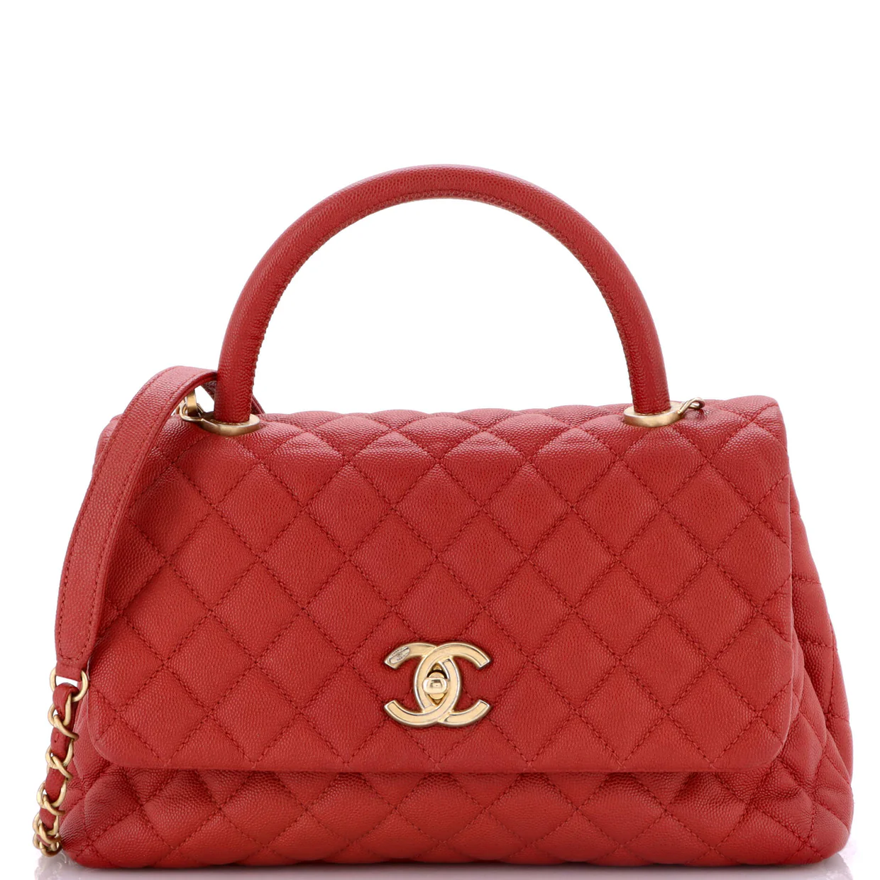 Coco Top Handle Bag Quilted Caviar Small - Deep Luxury