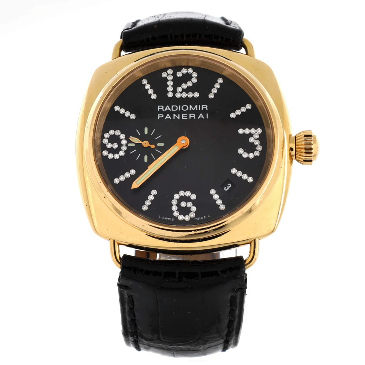 Radiomir Automatic Watch Yellow Gold and Alligator with Diamond Markers 40 - Deep Luxury