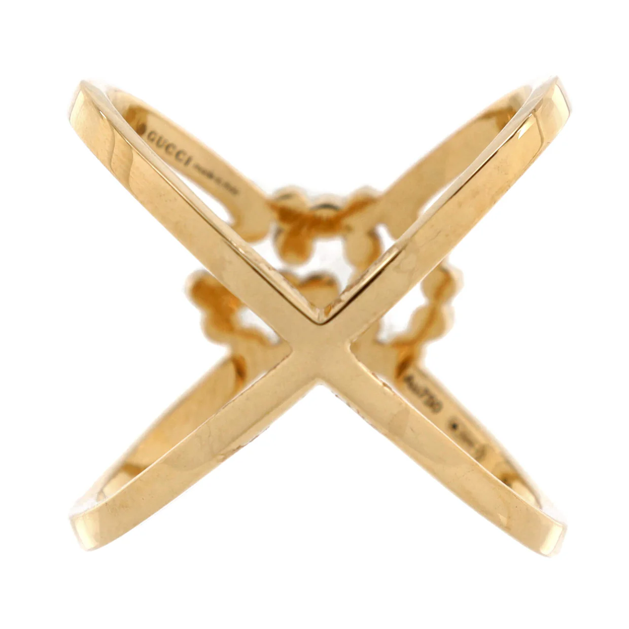 GG Running Cross Ring 18K Yellow Gold with Diamonds - Deep Luxury