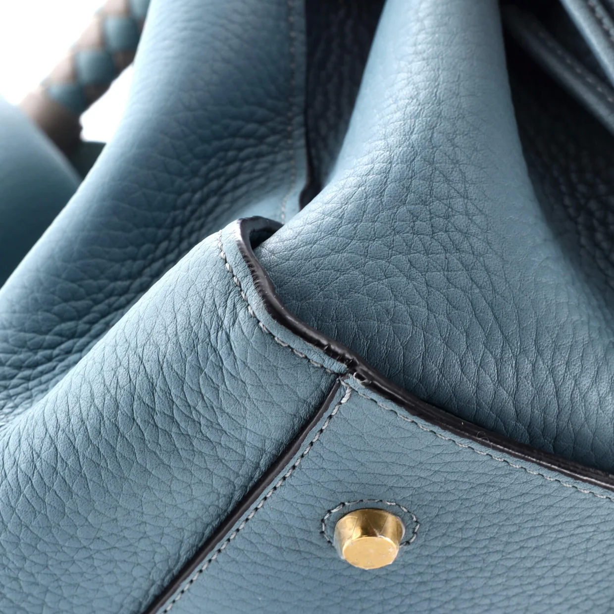 Iris Shoulder Bag Leather with Braided Detail Medium - Deep Luxury
