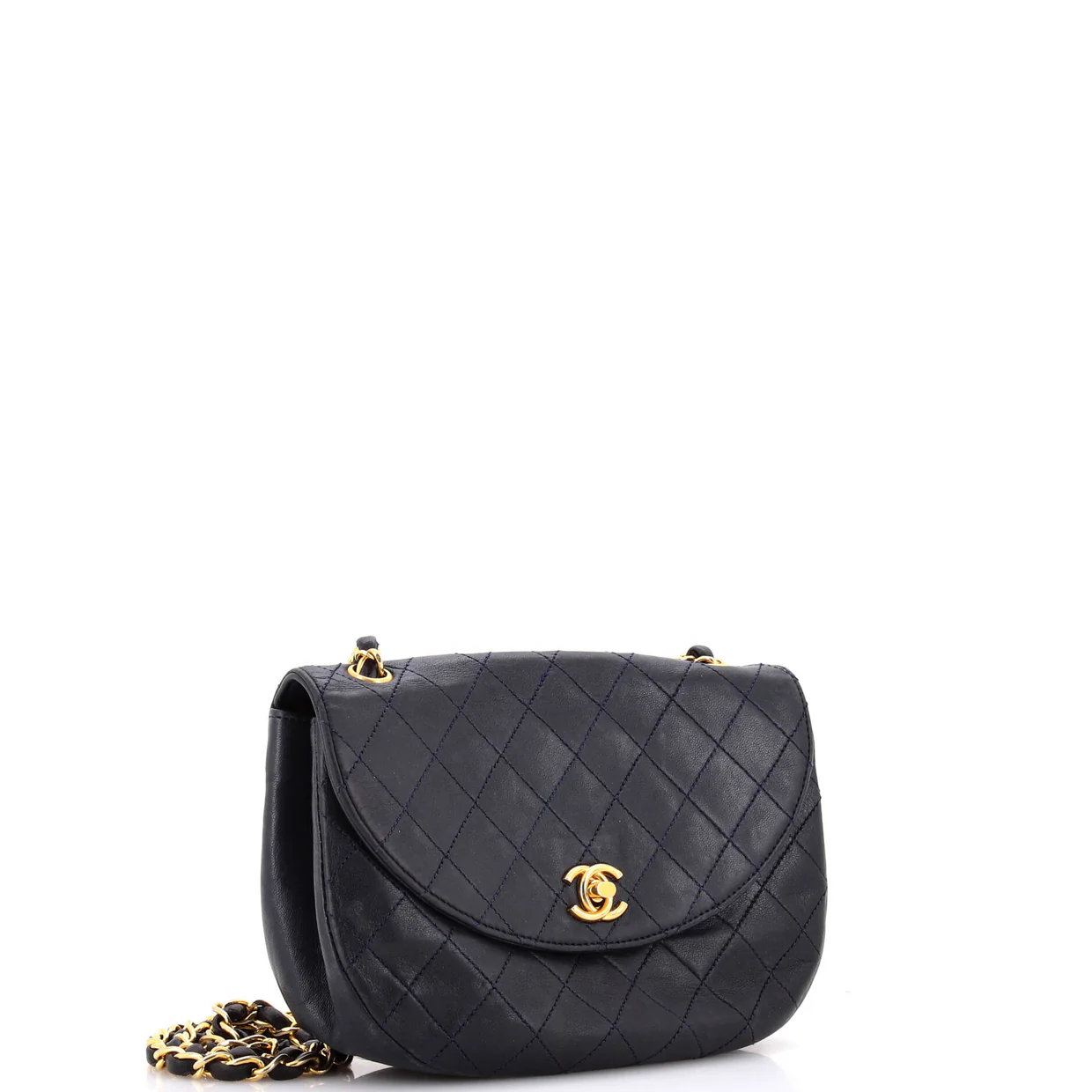Vintage Round Flap Bag Quilted Lambskin Small - Deep Luxury