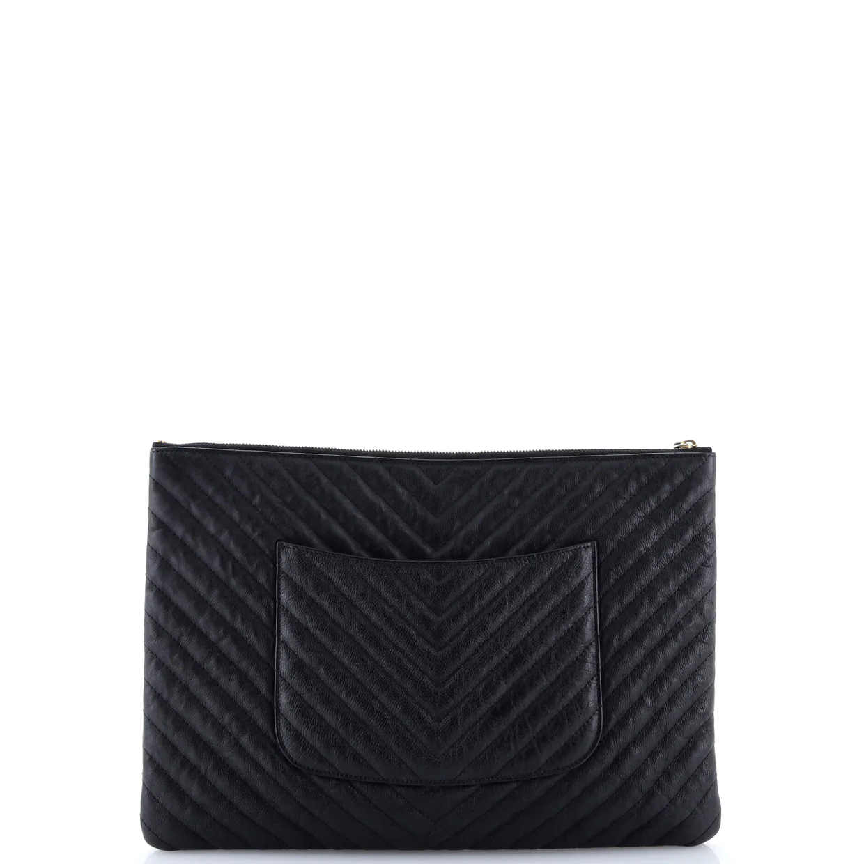 O Case Clutch Chevron Calfskin Large - Deep Luxury