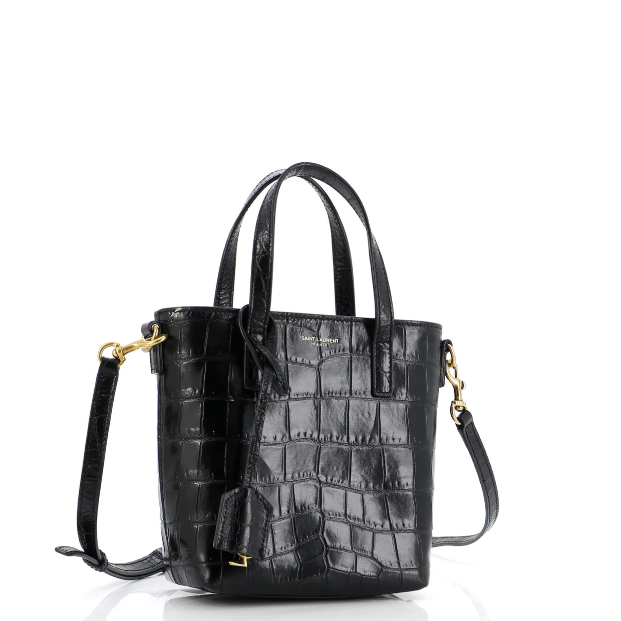 Shopper Tote Crocodile Embossed Leather Mini Toy - Deep Luxury