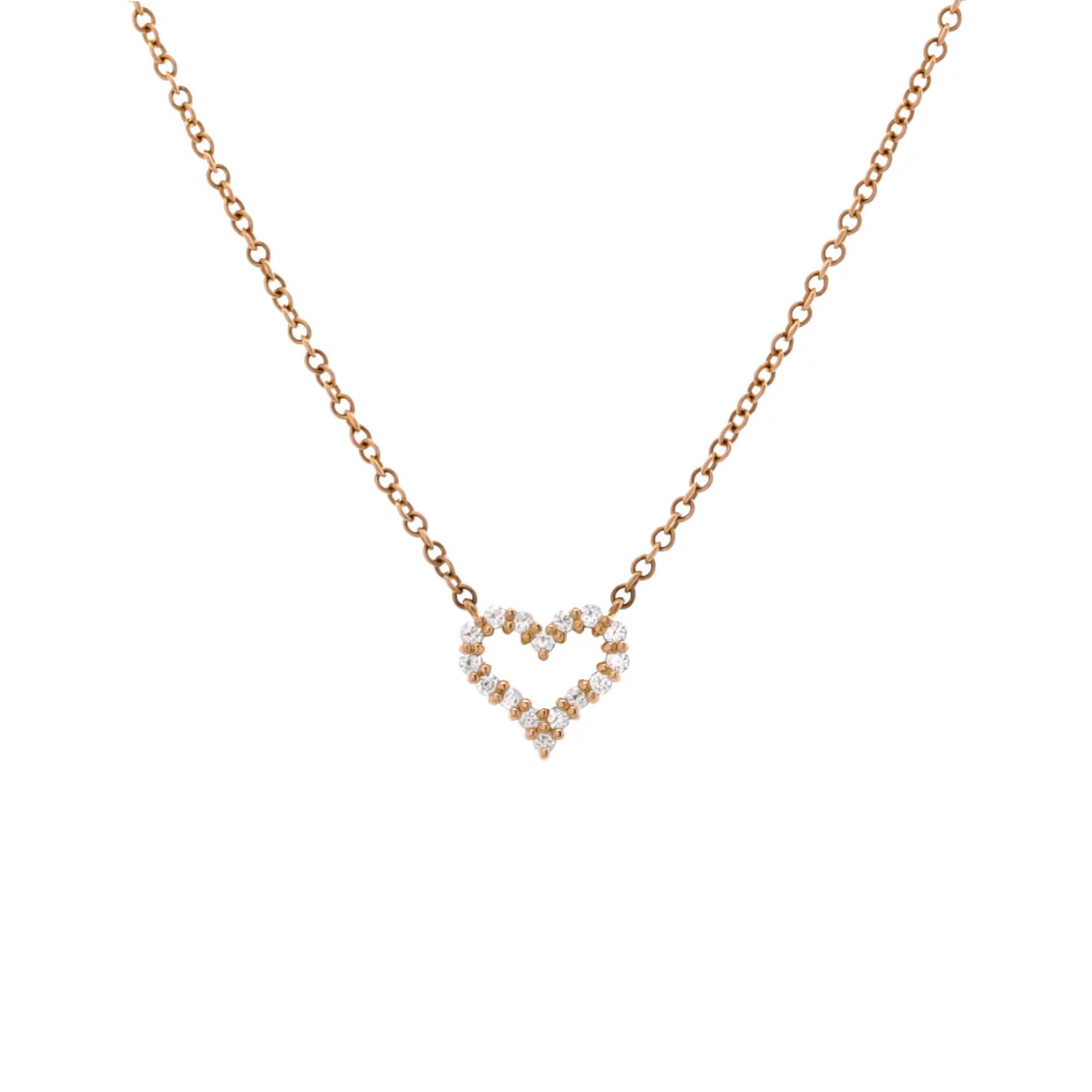 Heart Pendant Necklace 18K Yellow Gold with Diamonds Extra Mini - Deep Luxury