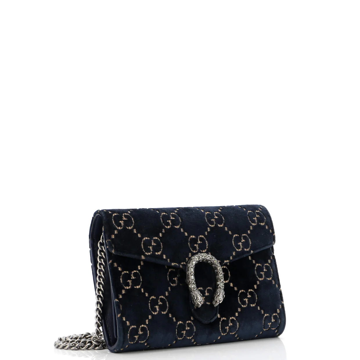 Dionysus Chain Wallet GG Velvet Small - Deep Luxury