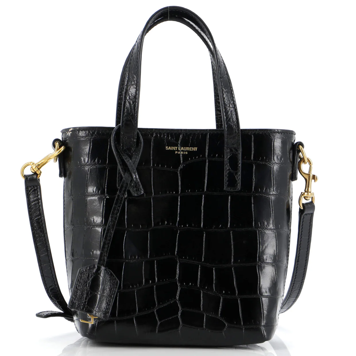 Shopper Tote Crocodile Embossed Leather Mini Toy - Deep Luxury