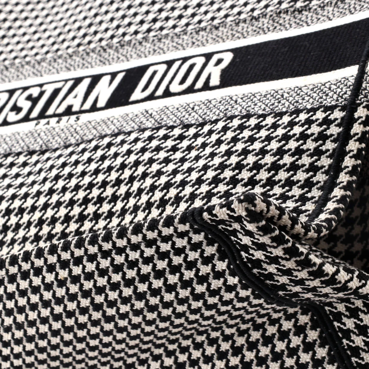 Book Tote Houndstooth Canvas Large - Deep Luxury