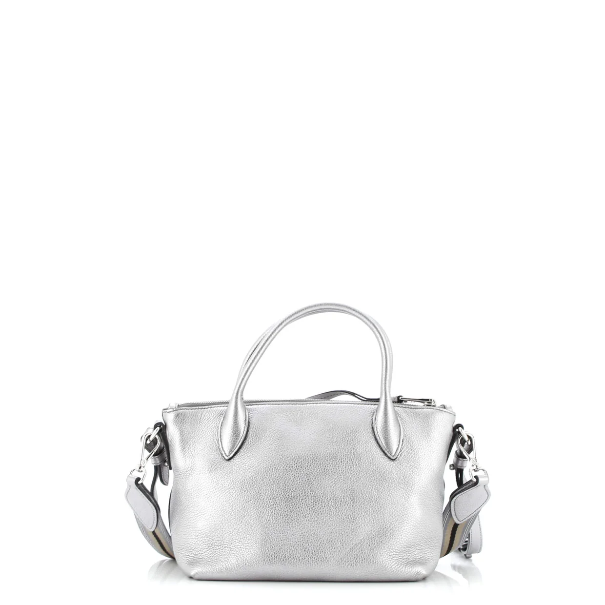 Dual Strap Zip Tote Vitello Daino Small - Deep Luxury