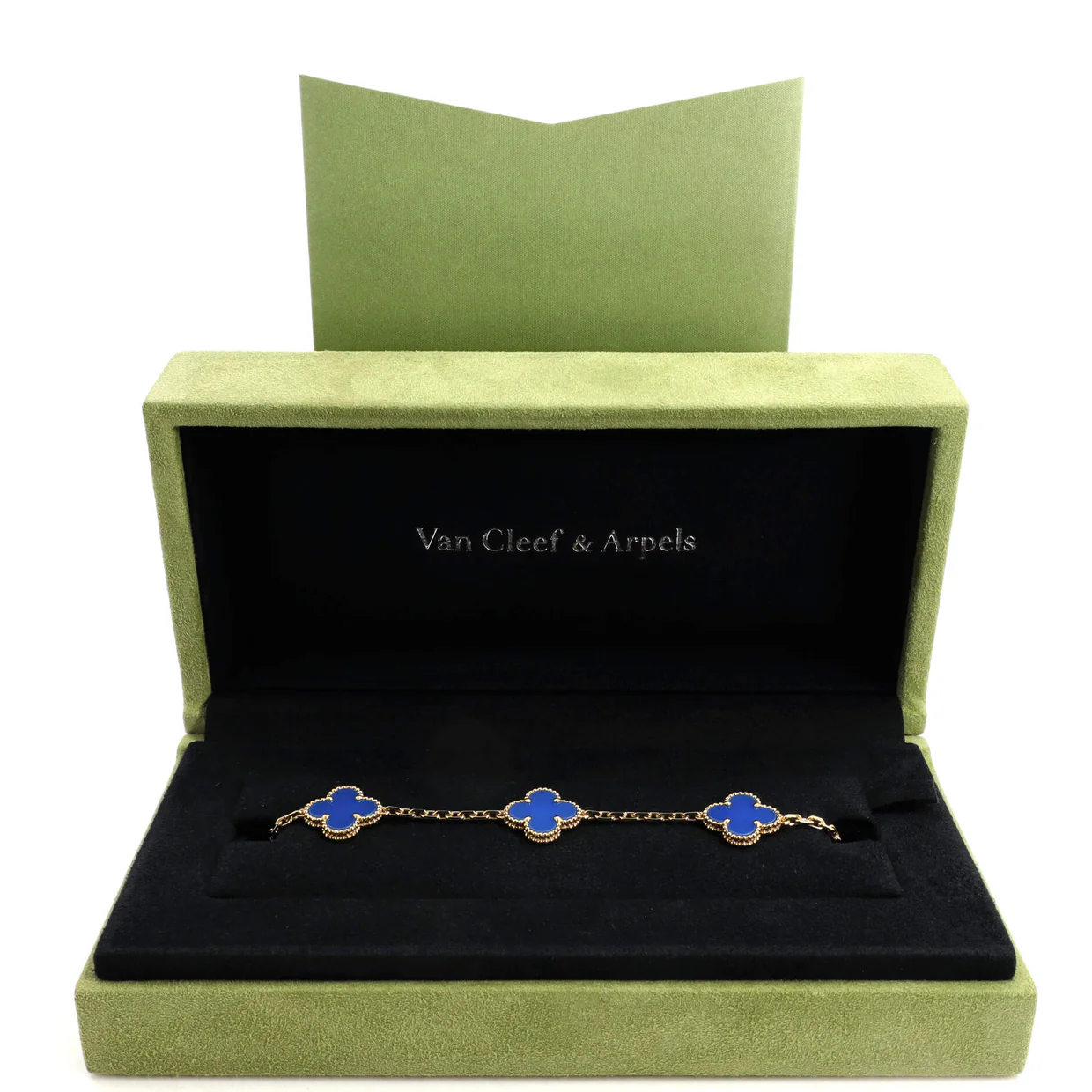 Vintage Alhambra 5 Motifs Bracelet 18K Yellow Gold and Agate - Deep Luxury