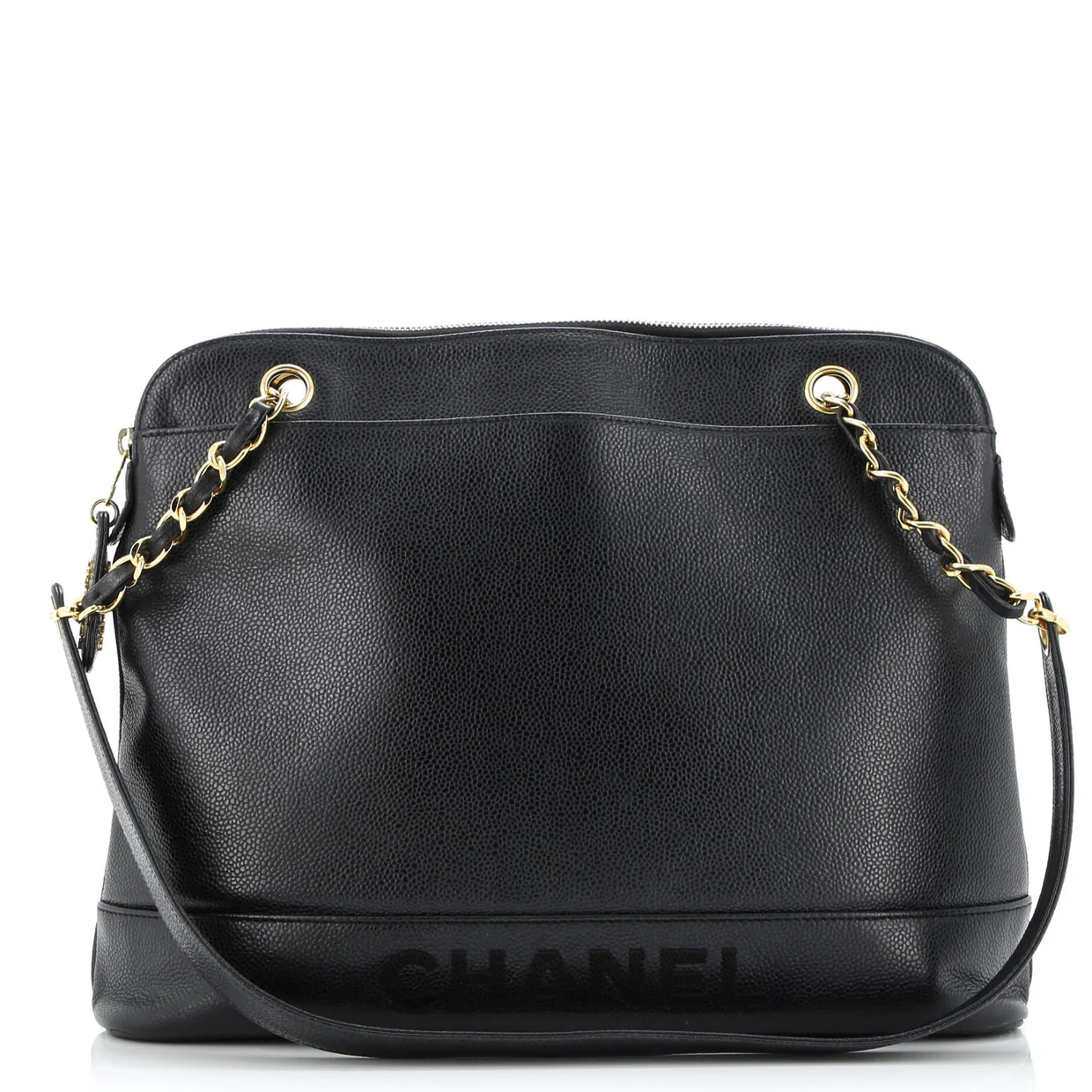 Vintage Logo Chain Tote Caviar Large - Deep Luxury