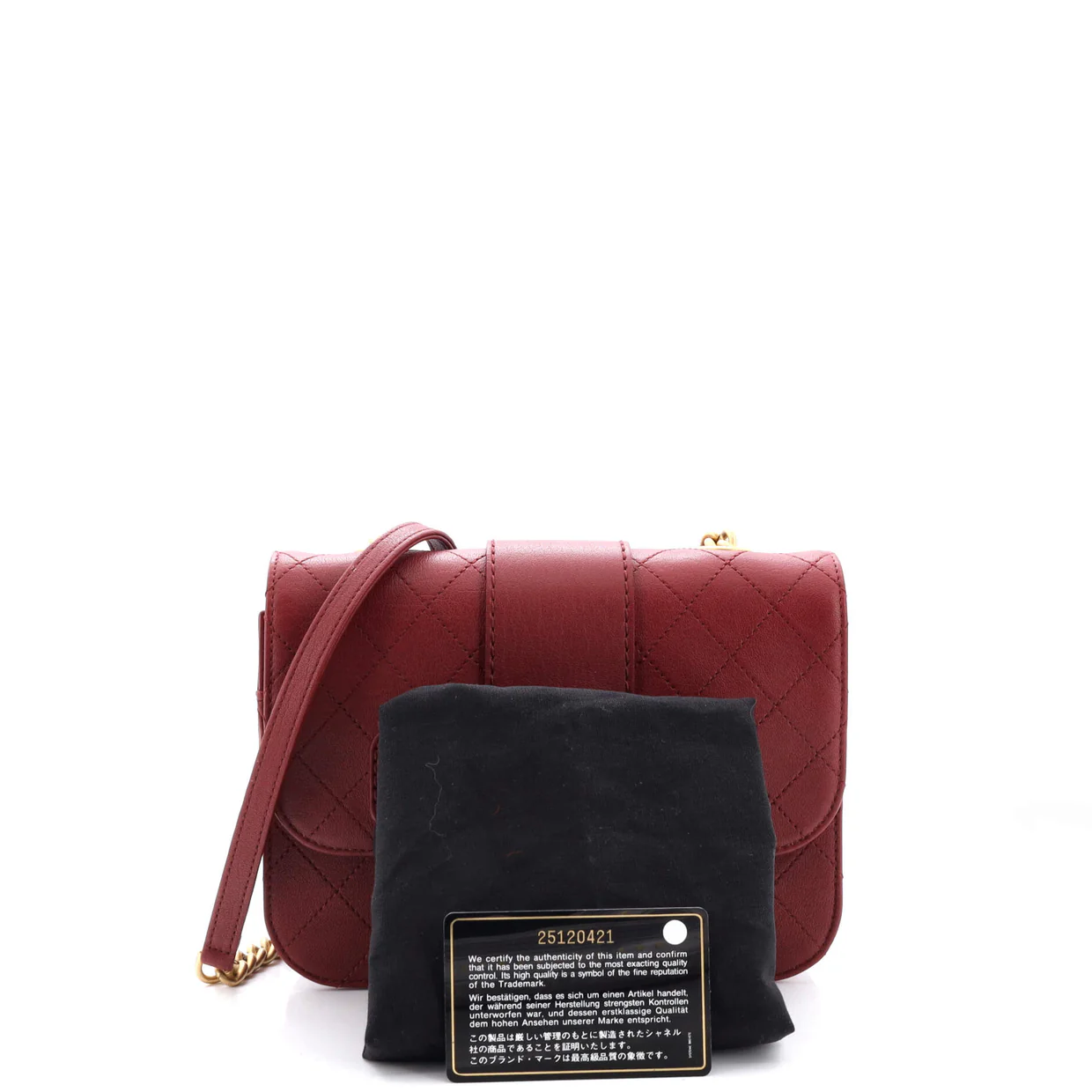 Front Chain Flap Bag Quilted Sheepskin Medium - Deep Luxury