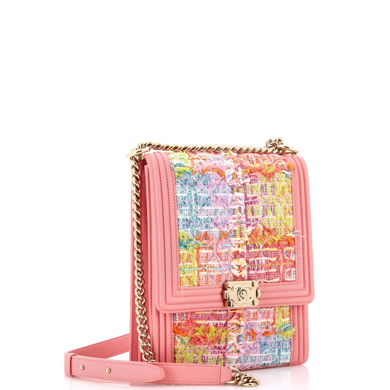 North South Boy Flap Bag Quilted Tweed Large - Deep Luxury