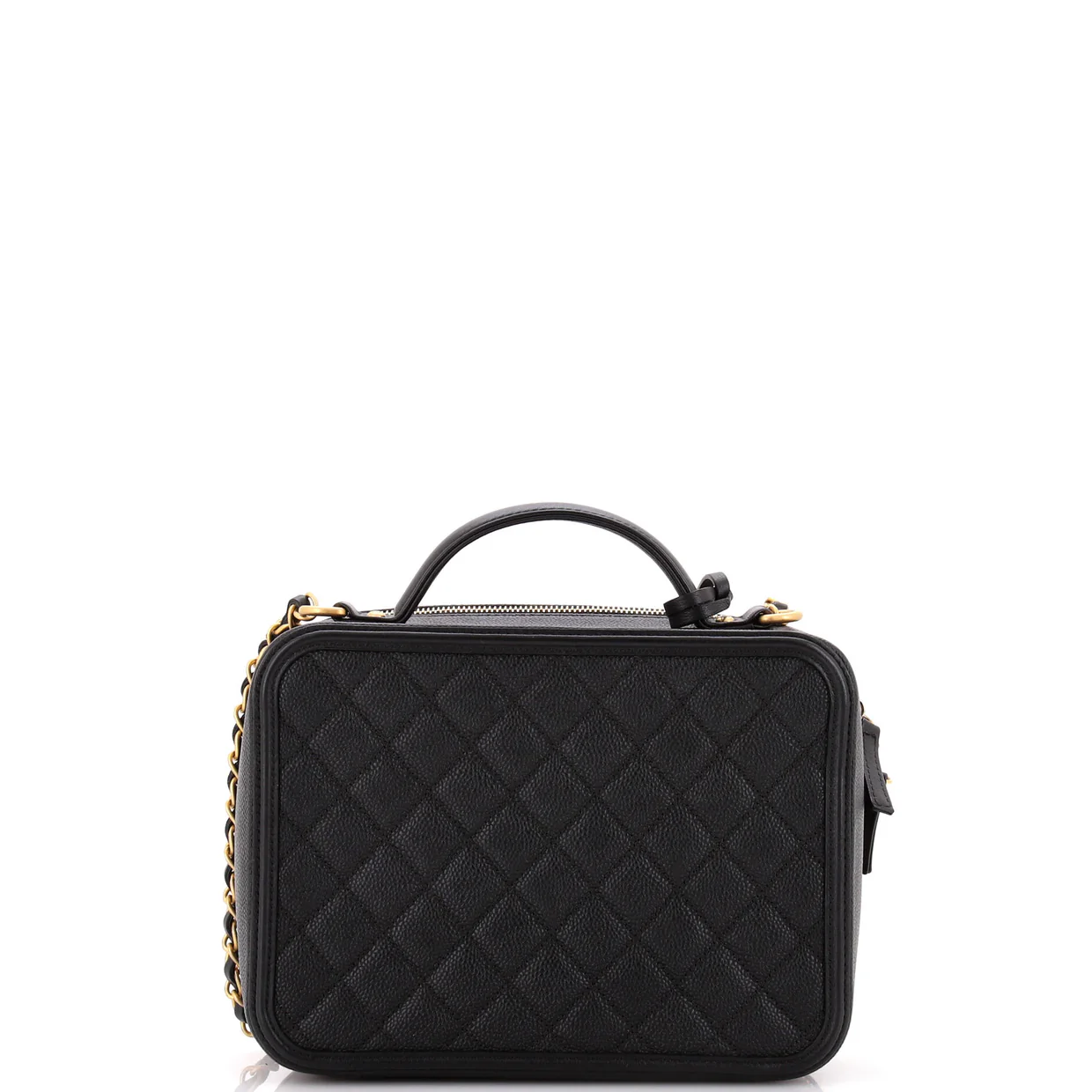 Filigree Vanity Case Quilted Caviar Large - Deep Luxury