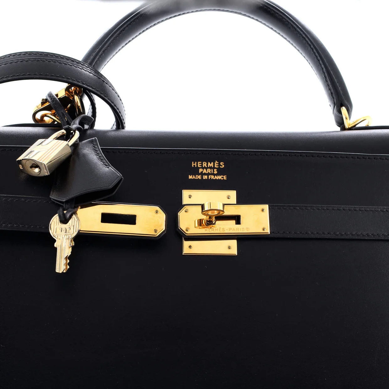 Kelly Handbag Noir Box Calf with Gold Hardware 35 - Deep Luxury