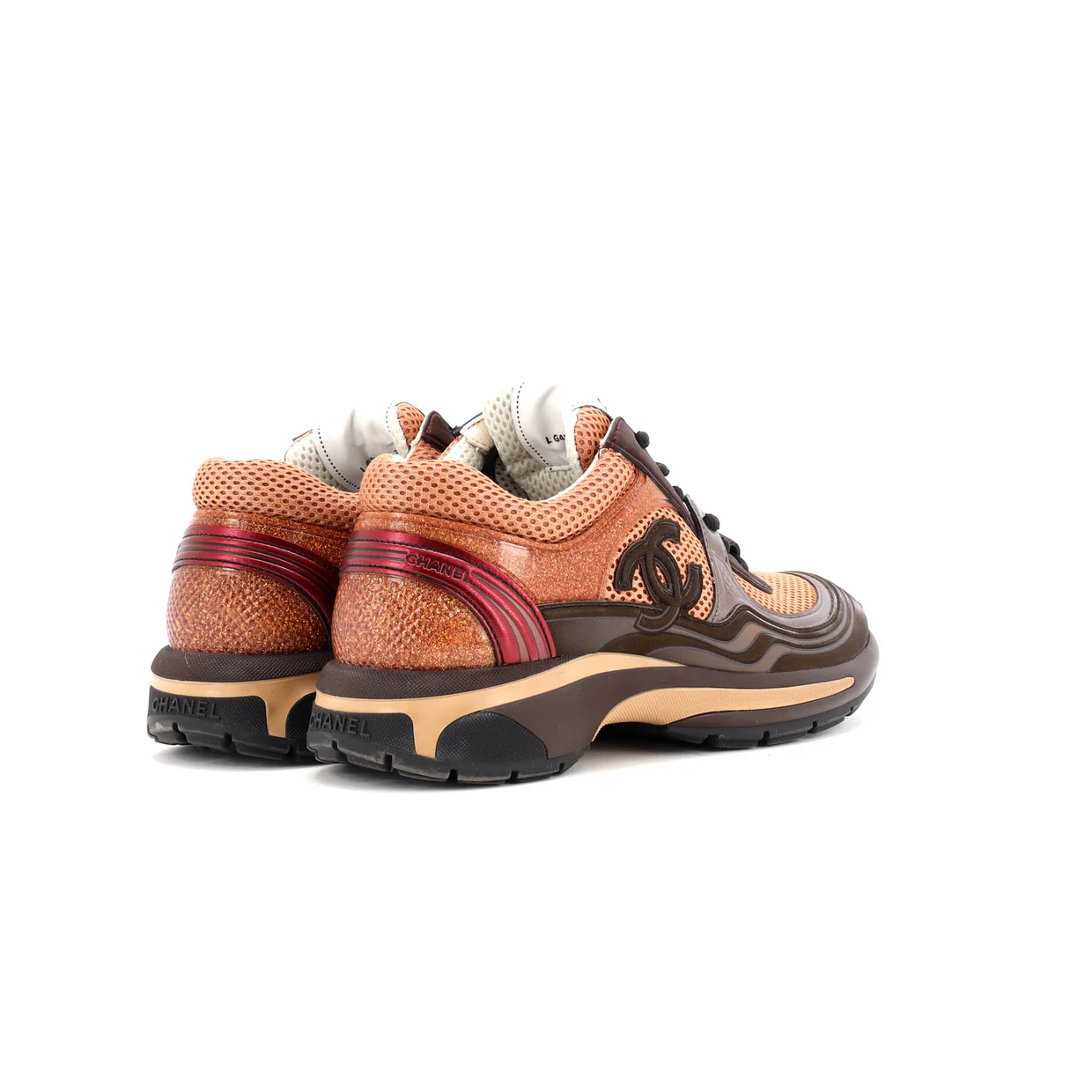 Women's CC Low-Top Sneakers Mesh and Laminated Leather - Deep Luxury