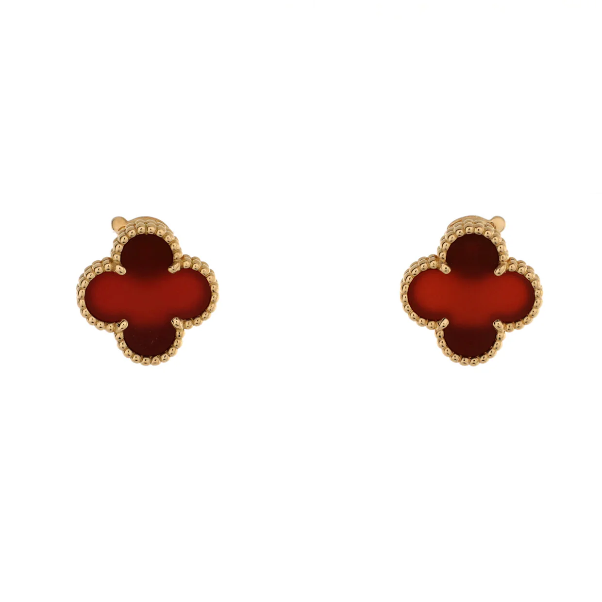 Vintage Alhambra Earrings 18K Yellow Gold and Carnelian - Deep Luxury