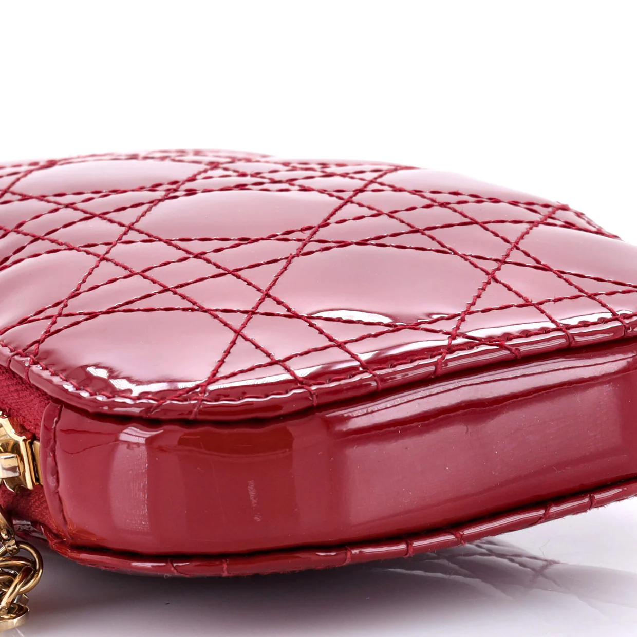 Lady Dior Phone Holder on Chain Cannage Quilt Patent - Deep Luxury