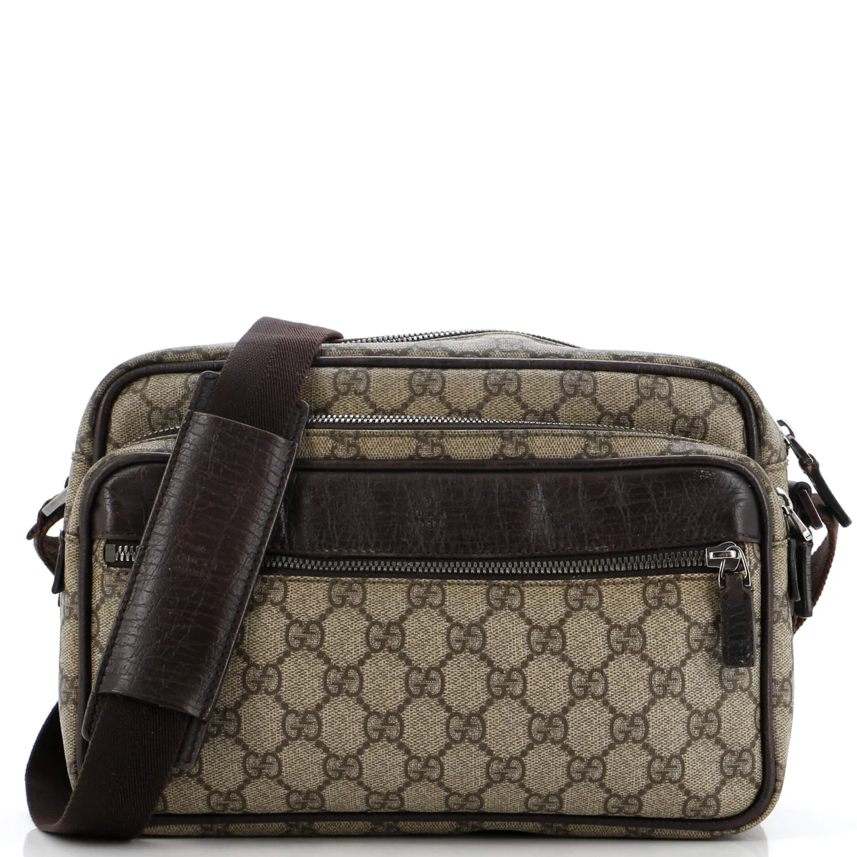 Front Zip Camera Bag GG Coated Canvas with Leather Medium - Deep Luxury