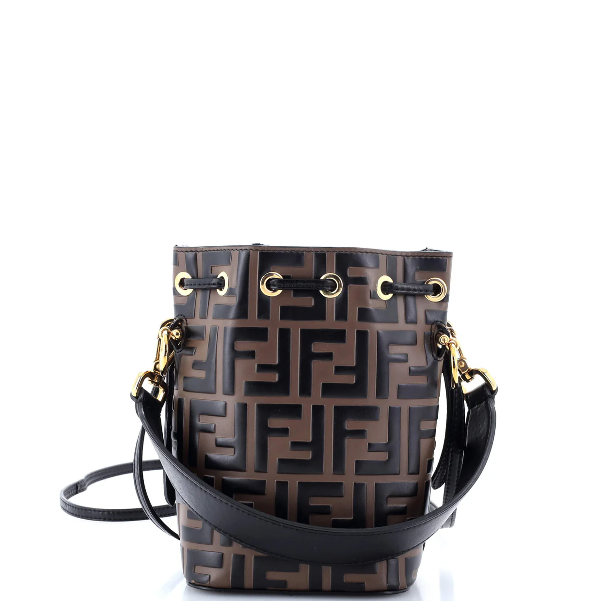 Mon Tresor Bucket Bag Zucca Embossed Leather Mini - Deep Luxury