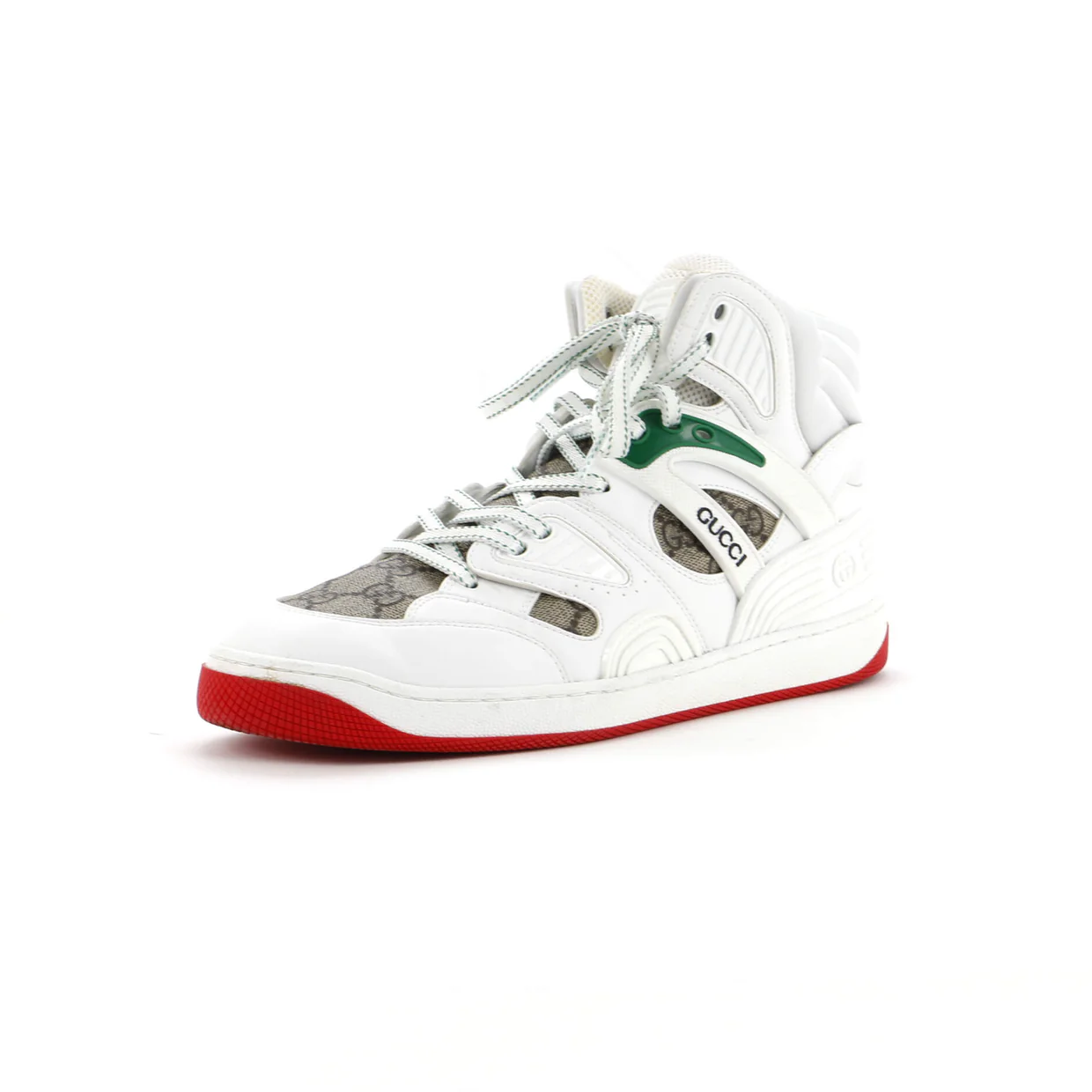 Women's Gucci Basket High-Top Sneakers GG Coated Canvas and Demetra - Deep Luxury