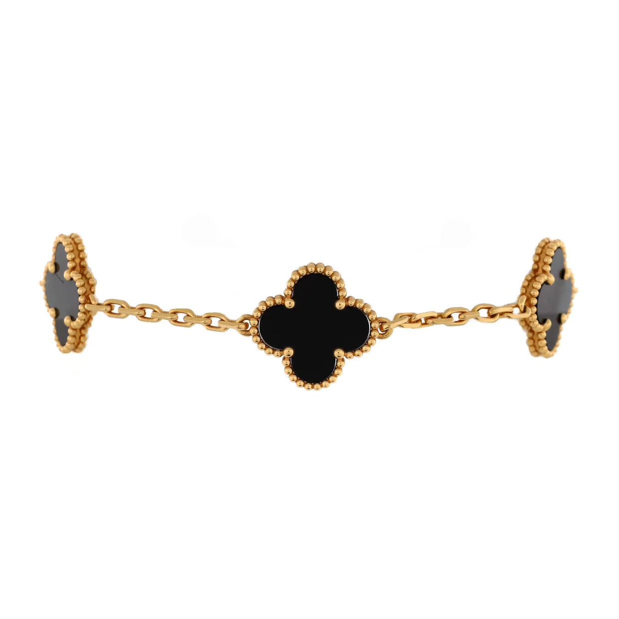 Vintage Alhambra 5 Motifs Bracelet 18K Yellow Gold and Onyx - Deep Luxury