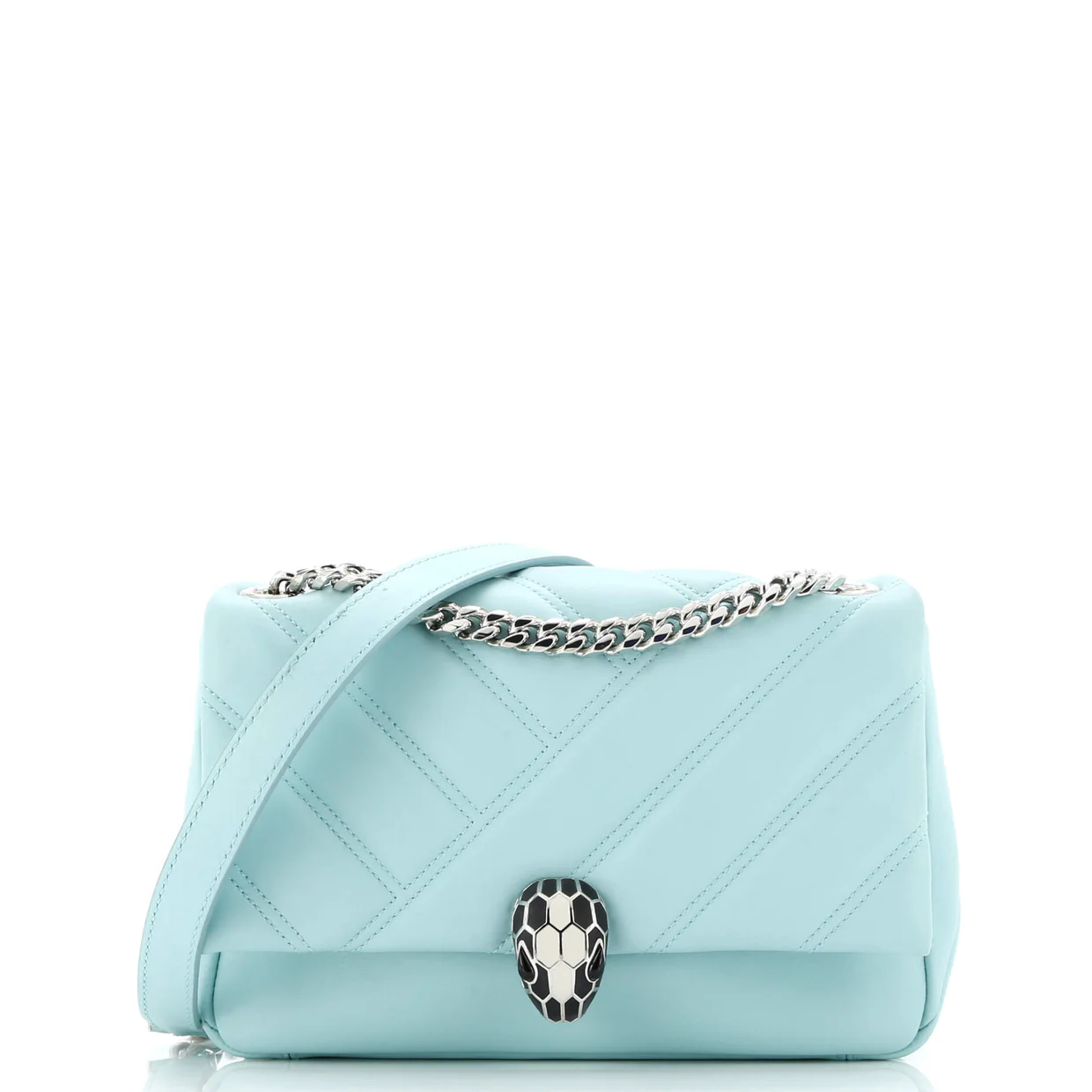 Serpenti Cabochon Shoulder Bag Diagonal Quilted Leather Small - Deep Luxury