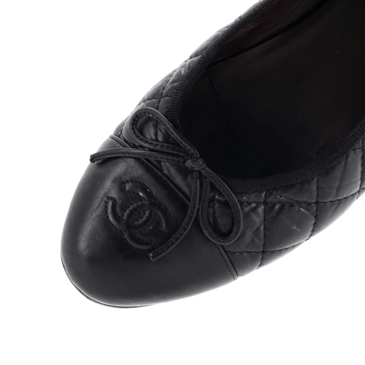 Women's CC Cap Toe Bow Ballerina Flats Quilted Leather - Deep Luxury
