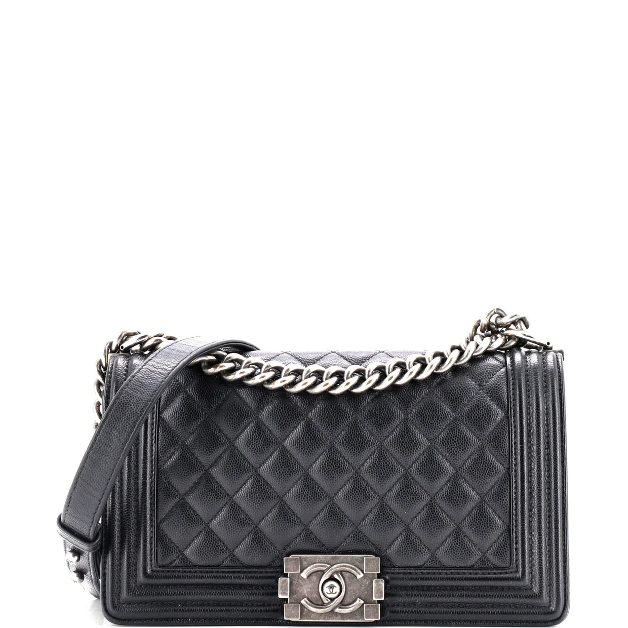 Boy Flap Bag Quilted Caviar Old Medium - Deep Luxury