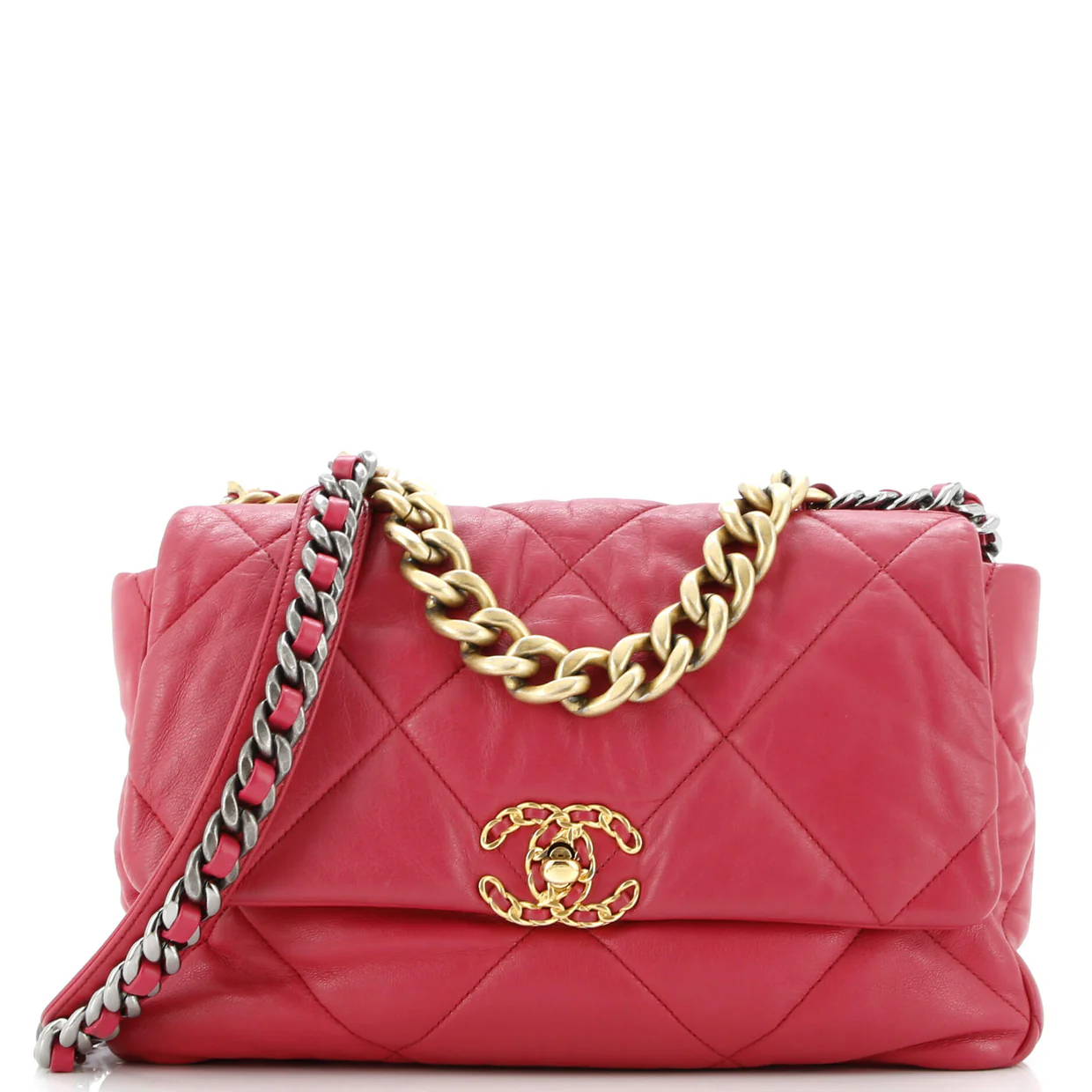 19 Flap Bag Quilted Leather Large - Deep Luxury
